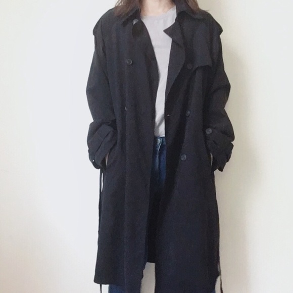 🏷 NWT double-breast trench coat black - Picture 4 of 7